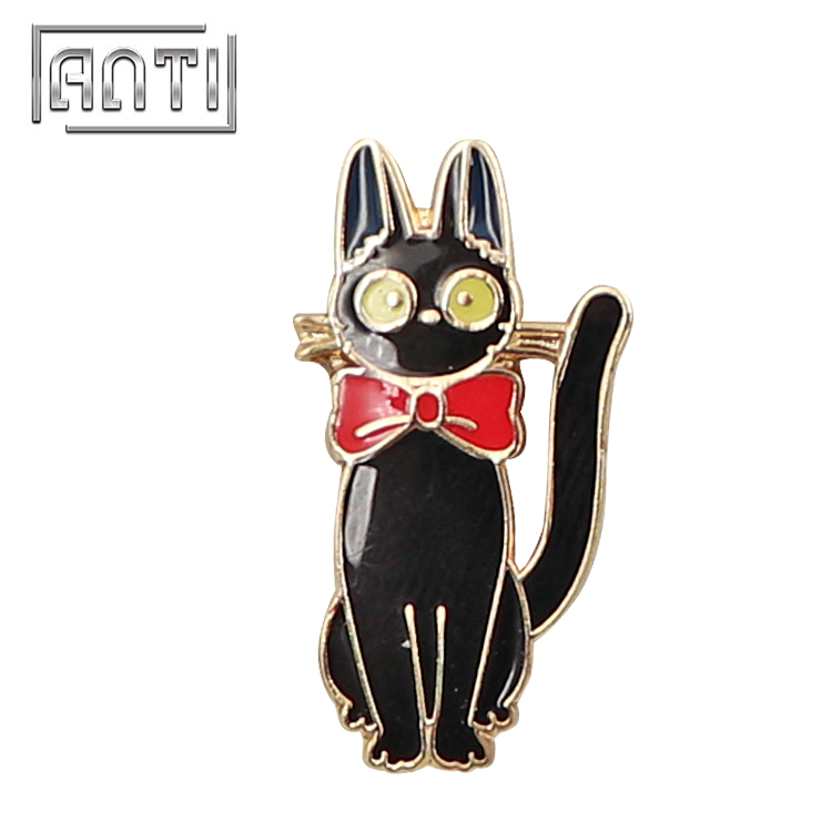 Cartoon Animal Badge Black Cat Lapel Pin Gold Pins