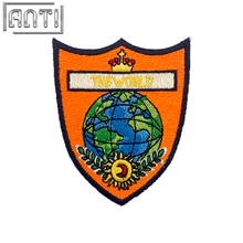 Custom Orange Shield Earth Pattern Embroidery Boutique Art Excellent Design Corporate Logo Embroidery Applique For Girls Gift