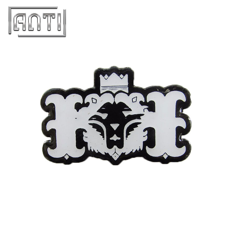 black and white lion hard enamel metal badge