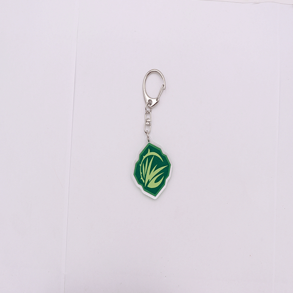 Hot Selling Acrylic Custom Keychain Green Logo Keychain with Ring