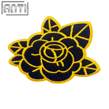 Custom Cartoon Beautiful Black Rose Embroidery Alphabet Art Excellent Design Yellow Silk Yarn Embroidery Boutique For Gift