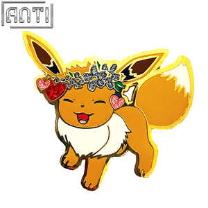 Producer Lovely Beautiful Red Little Fox Pin Cartoon Animal With Garlands On Their Heads Badge Make An Enamel Pin For Gift