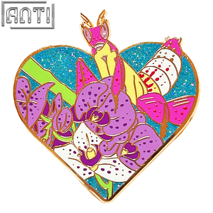 Producer Beautiful Pink Praying Mantis Badges Beautiful Purple Butterfly Orchid Blue Glitter Love Make An Enamel Pin For Gift