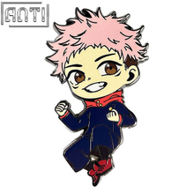 Custom Japanese Anime Handsome Boy Lapel Pin Famous Comics Spells Return Black Nickel Metal Hard Enamel Supplier Badge For Gift