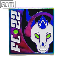 Distributor Handsome Cow Head Listening To Music Pin Cartoon Animal Soft Enamel Blue And Purple Rainbow Plate Badge For Gift