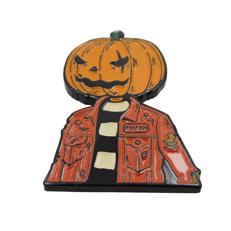 Custom kwaii shape strange Halloween pumpkin gift red and orange black nickel soft enamel Lapel Pin
