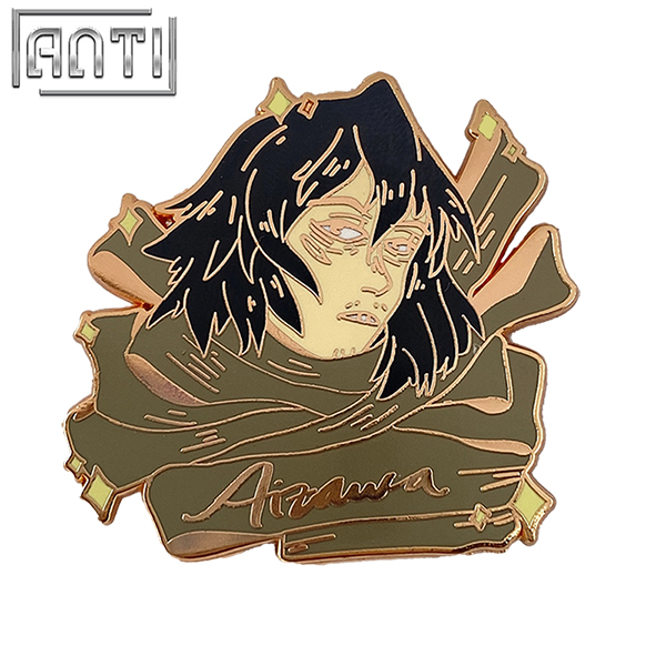Custom Cartoon Handsome samurai Lapel Pin Wholesale Manufacturer Art Excellent Design Hard Enamel Gold Metal Badge For Gift
