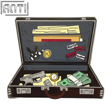 Producer Cartoon Black Suitcase Pin High Quality Anime Agent Cool Box Black Nickel Metal Badge Make An Enamel Pin For Gift