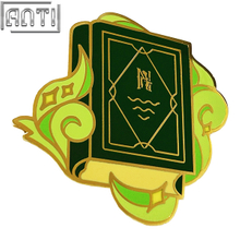 Personalized Green Cartoon Grimoire Lapel Pin Wholesale Manufacturer Gold Metal Hard Enamel Badge Make An Enamel Pin For Gift